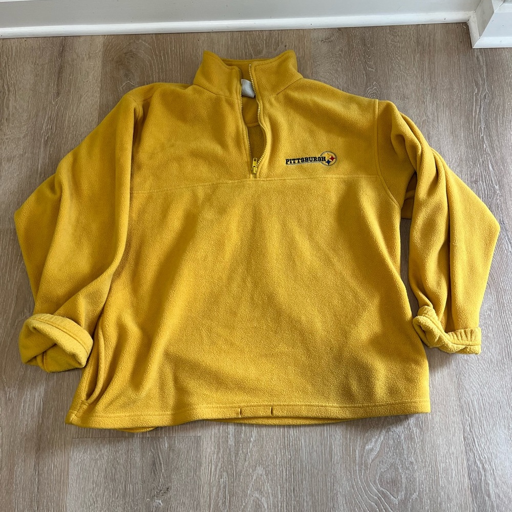 Vintage Pittsburgh Steelers fleece quarter zip pullover gold sz large